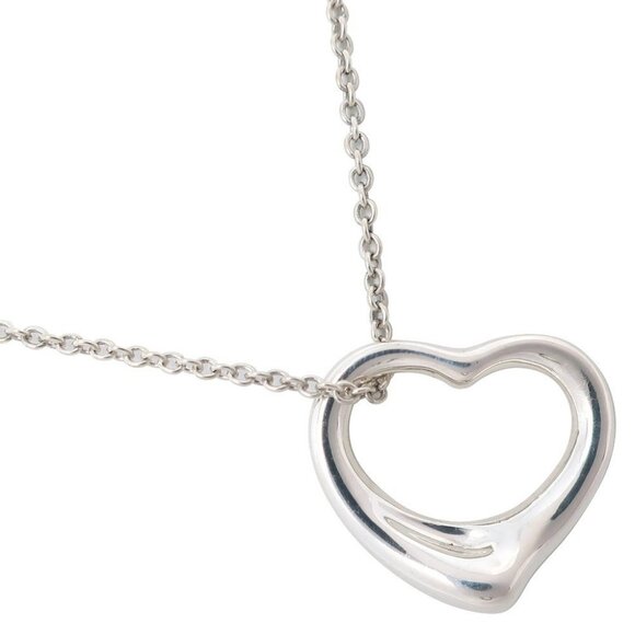 TIFFANY&Co. Open heart Necklace Elsa Peretti Silver925 heart 2.7g Women - Picture 1 of 6